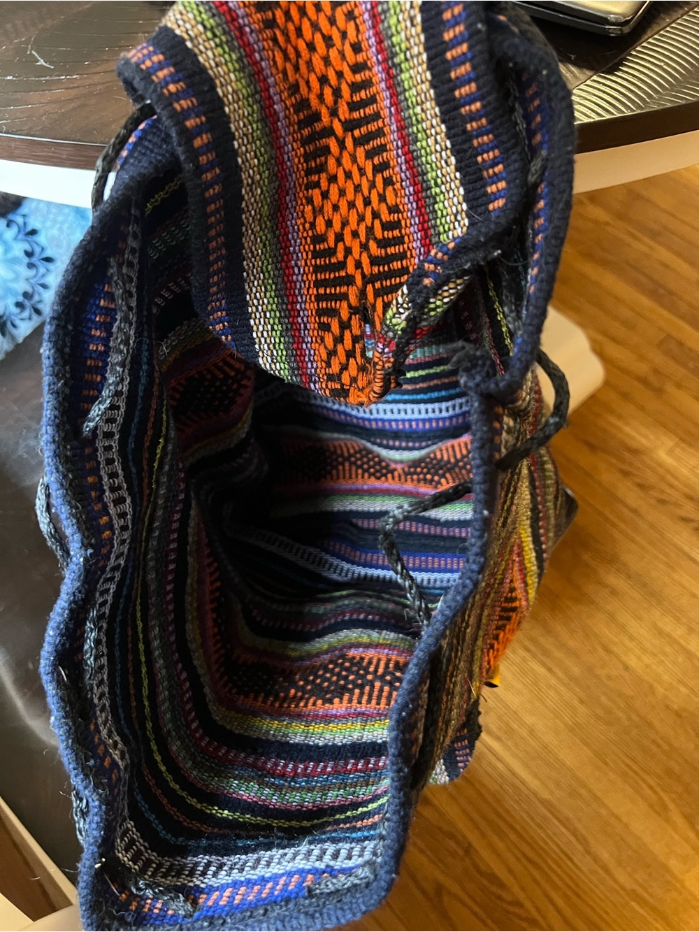 Multi-Color Striped Woven Boho Backpack - Picture 4 of 4